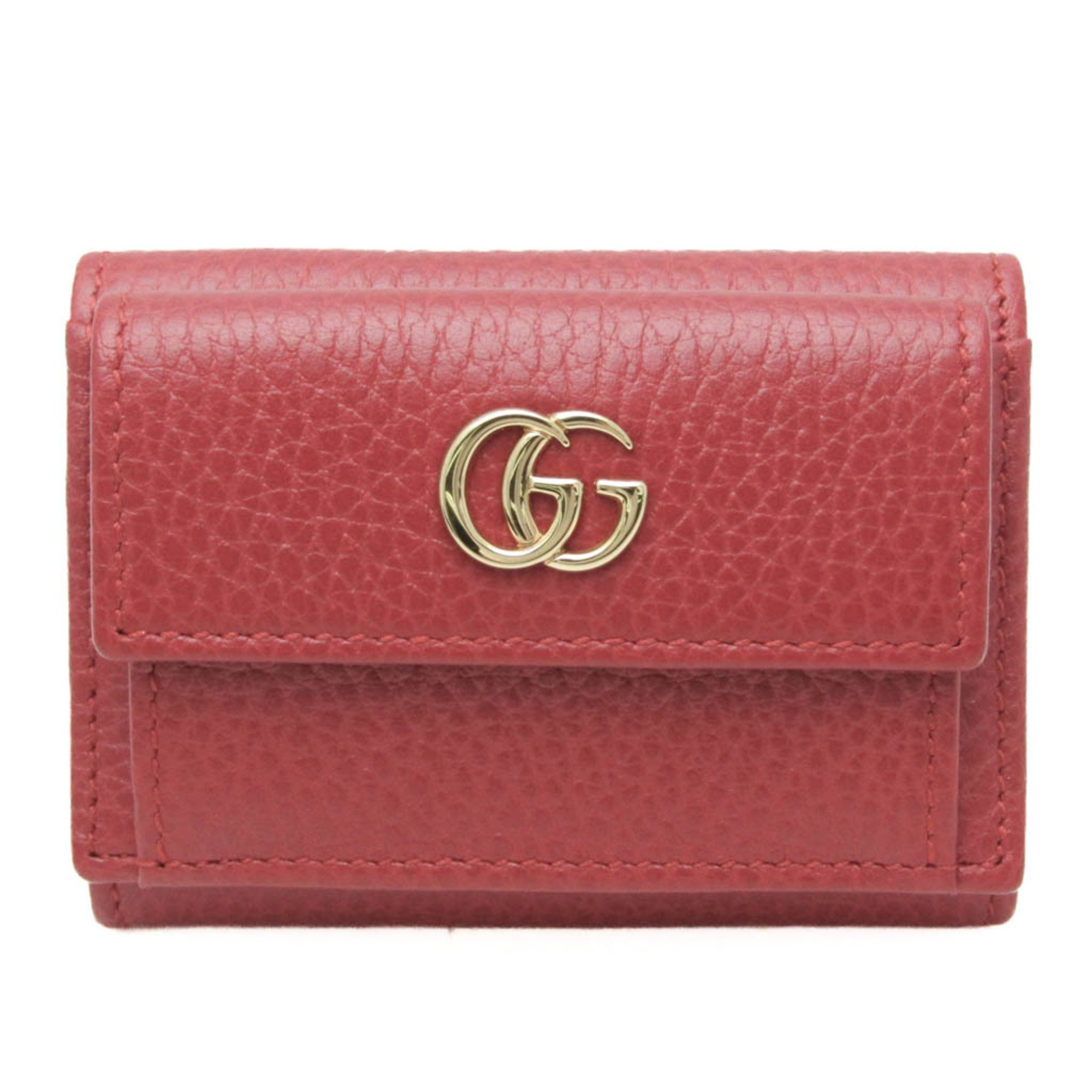Gucci Petit Marmont 523277 Women's Leather Wallet (Tri-Fold) Red Color